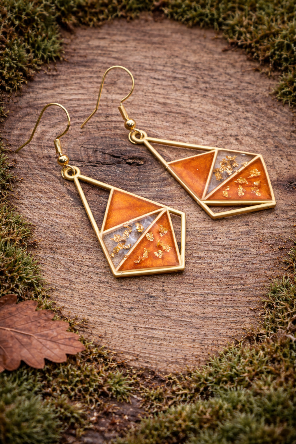 Boucles d’oreilles – Reflets d’Ambre et d’Or