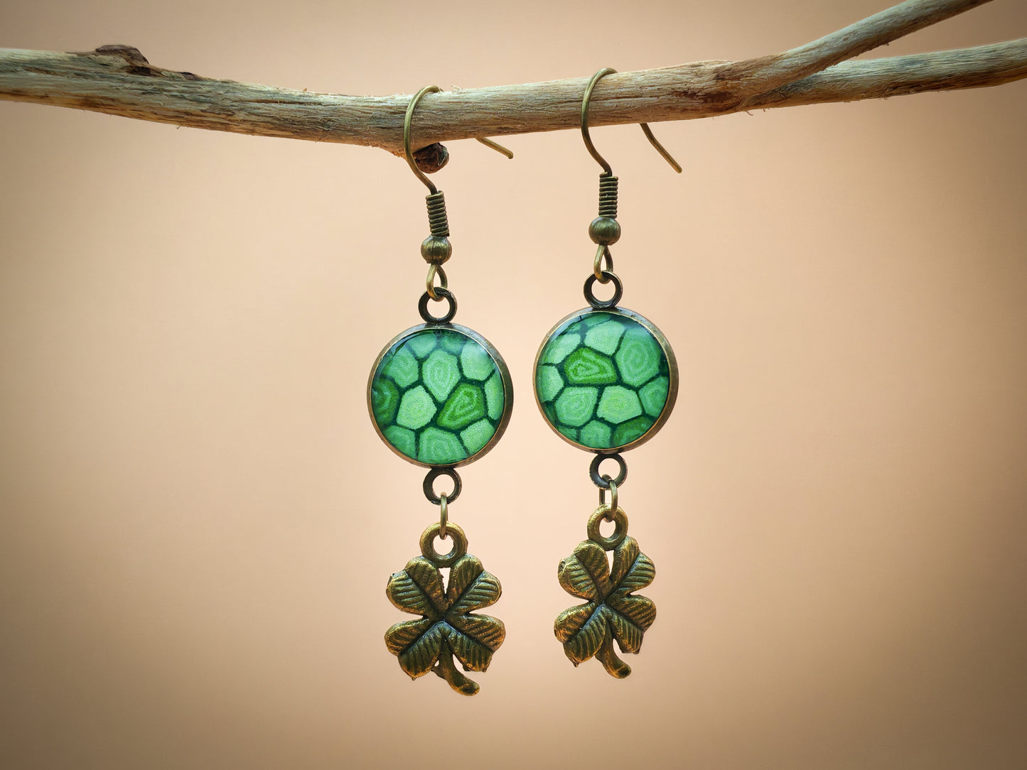 Boucles d’oreilles – Trèfle émeraude