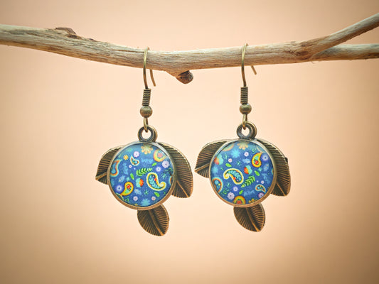 Ensemble pendentif + boucles d’oreilles – Jardin cachemire