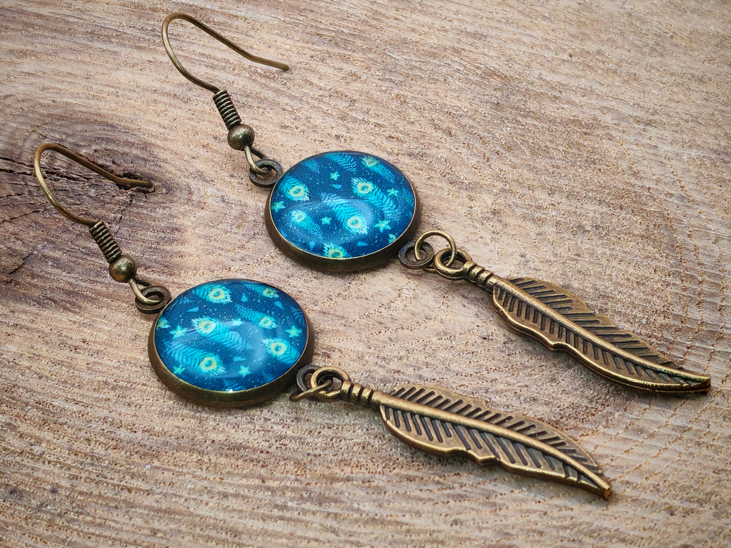 Boucles d’oreilles – Reflets de paon