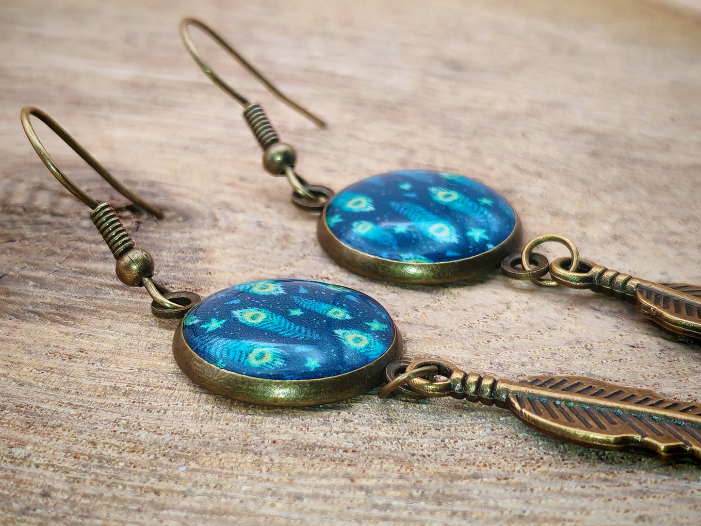 Boucles d’oreilles – Reflets de paon