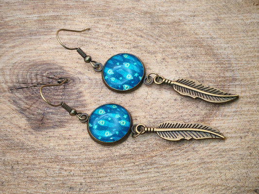 Boucles d’oreilles – Reflets de paon