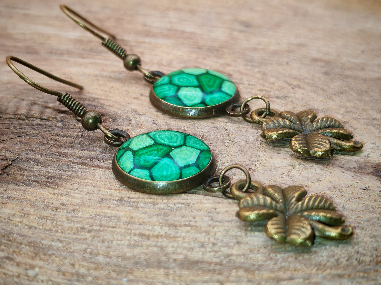 Boucles d’oreilles – Trèfle émeraude