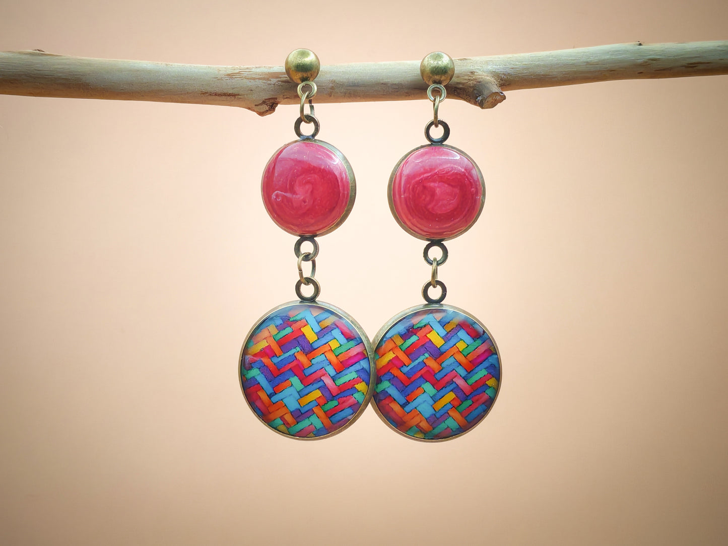 Boucles d’oreilles – Tissage carmin