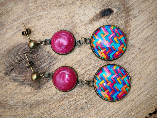 Boucles d’oreilles – Tissage carmin