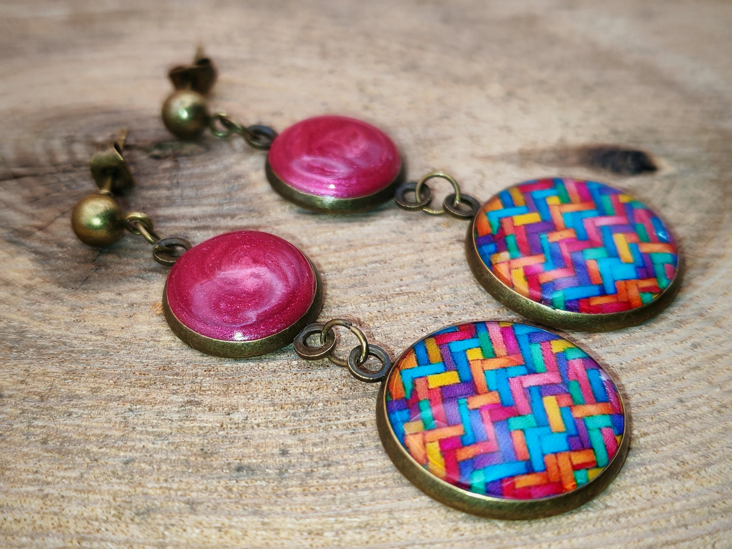 Boucles d’oreilles – Tissage carmin