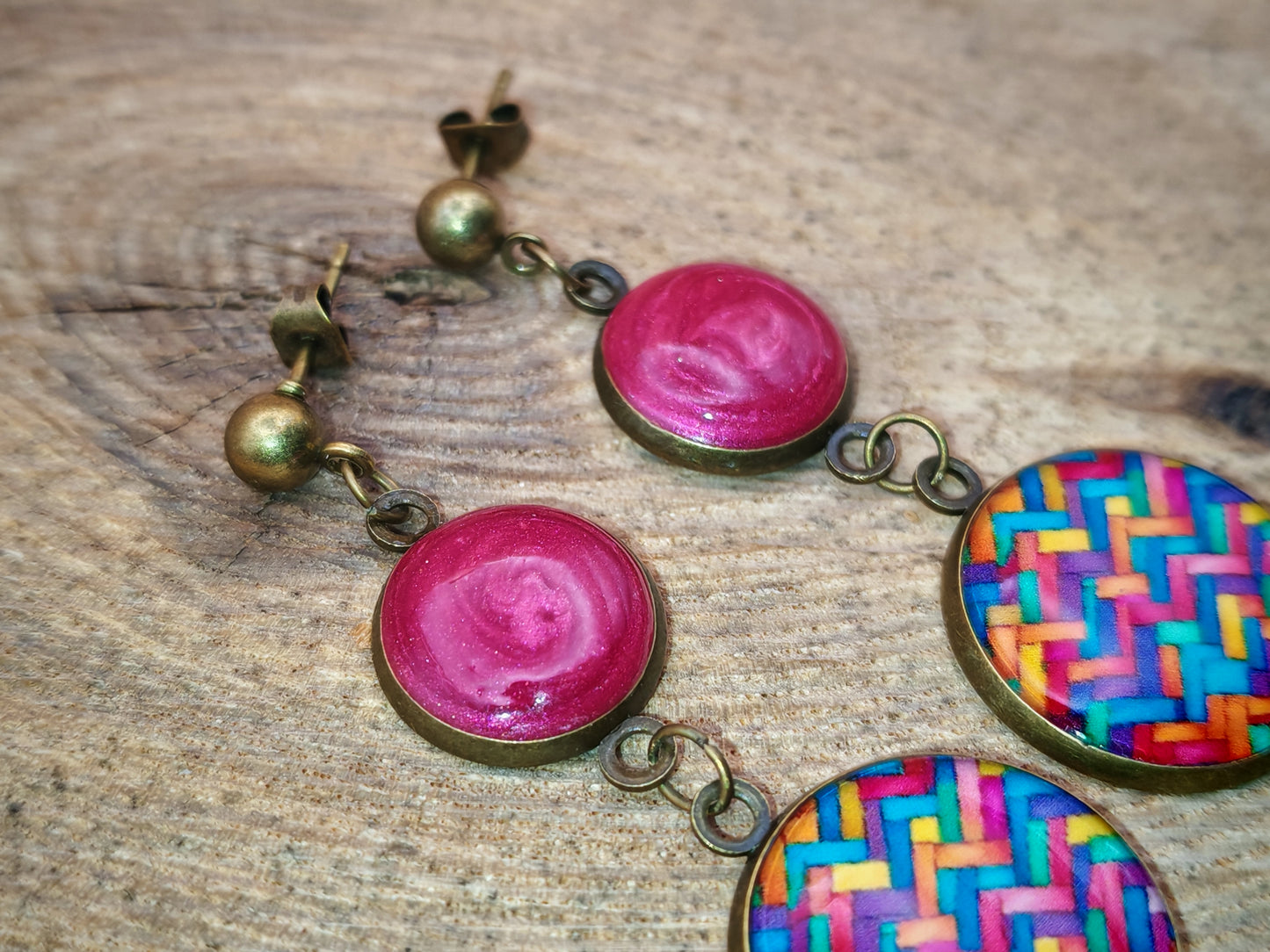 Boucles d’oreilles – Tissage carmin