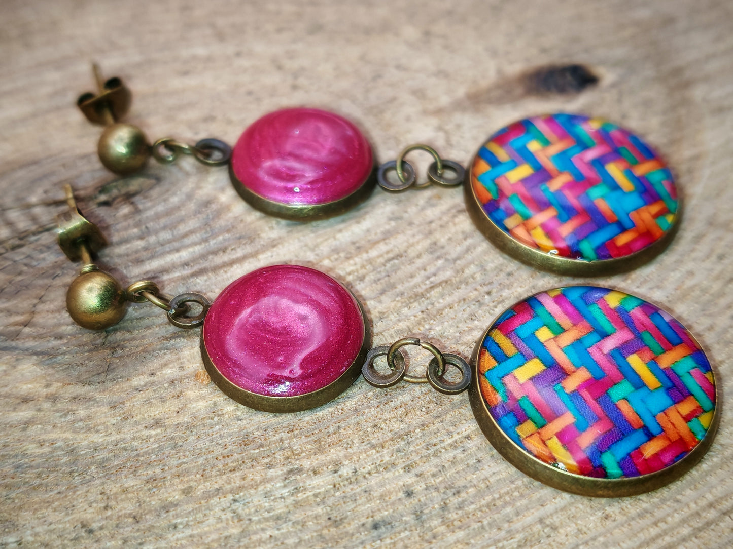 Boucles d’oreilles – Tissage carmin