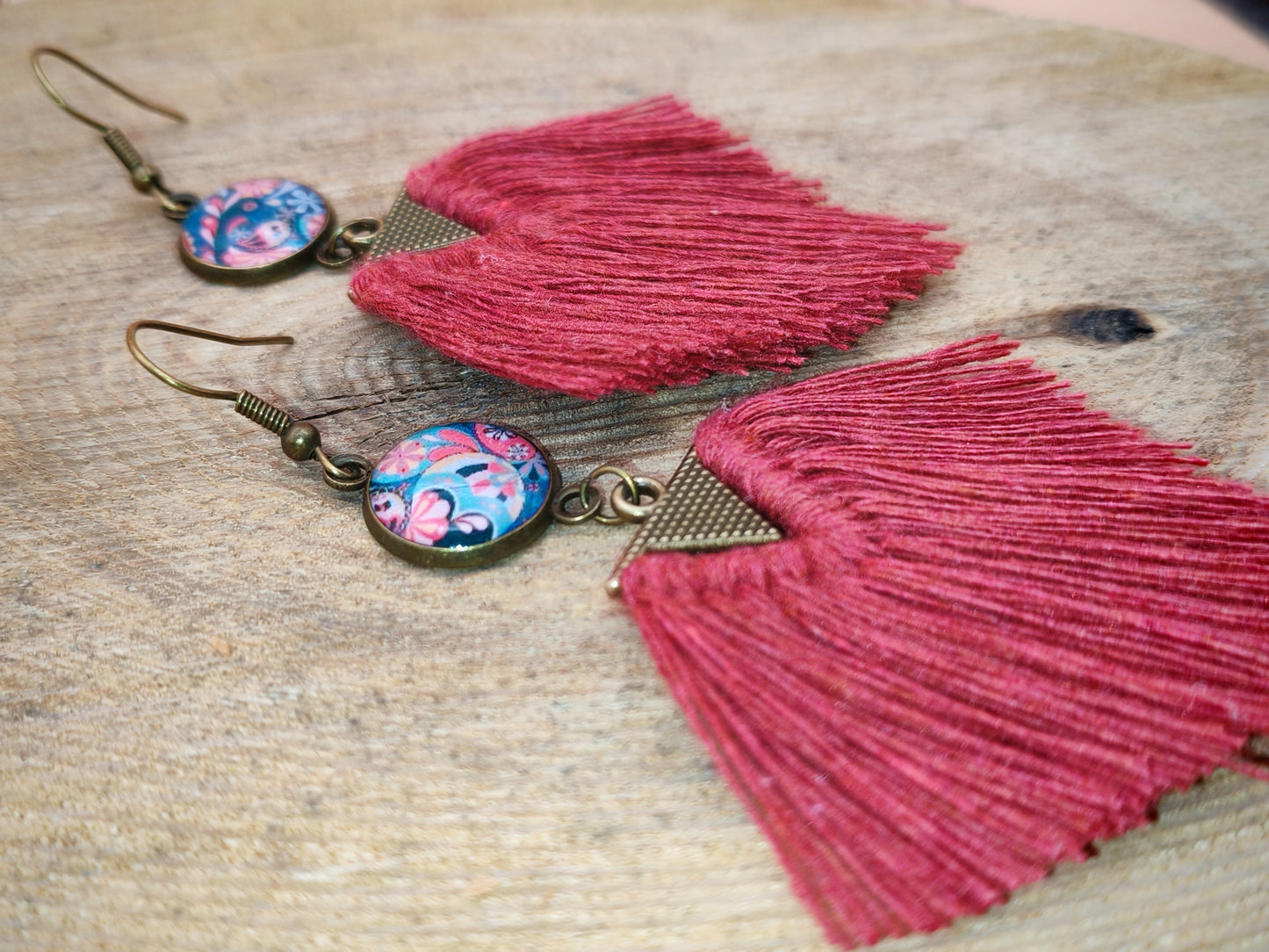 Boucles d'oreilles – Fleur bleue en fête