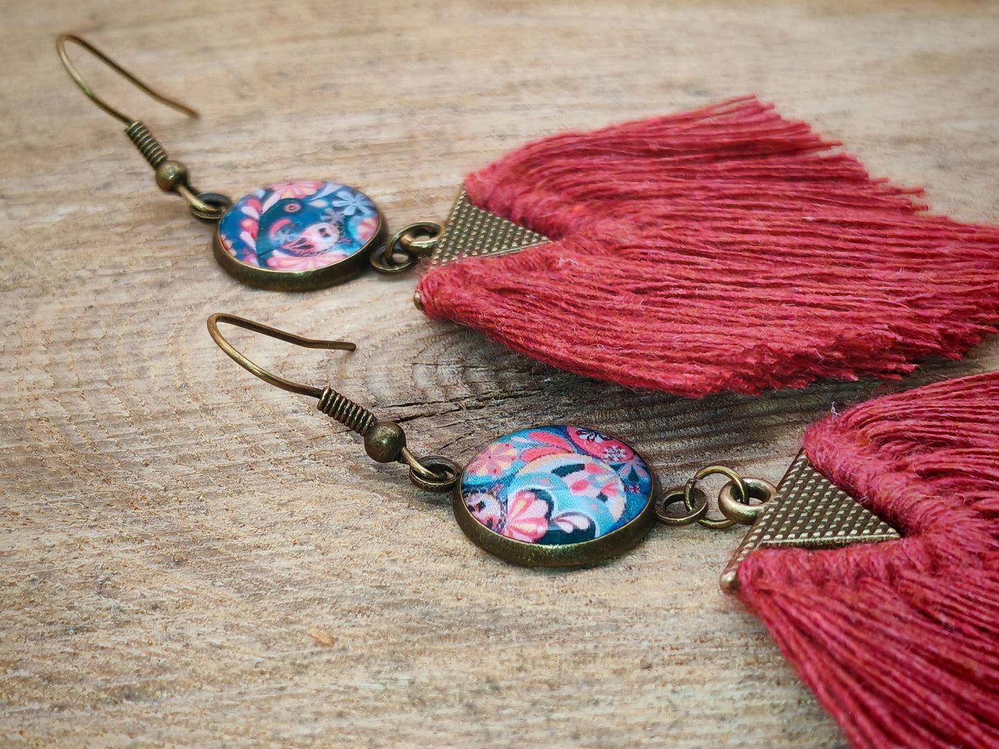Boucles d'oreilles – Fleur bleue en fête
