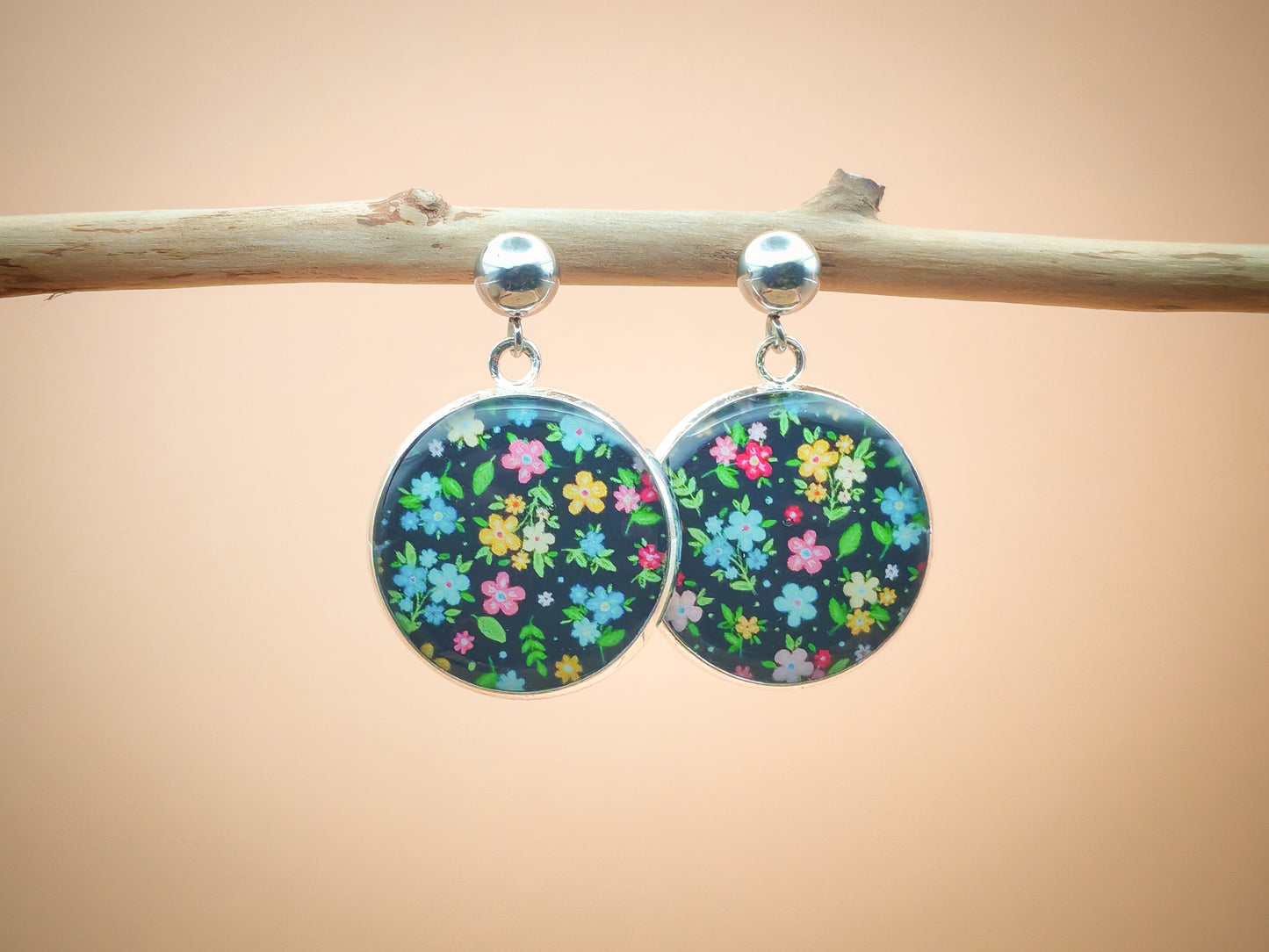 Boucles d’oreilles - Jardin enchanté sur fond nuit
