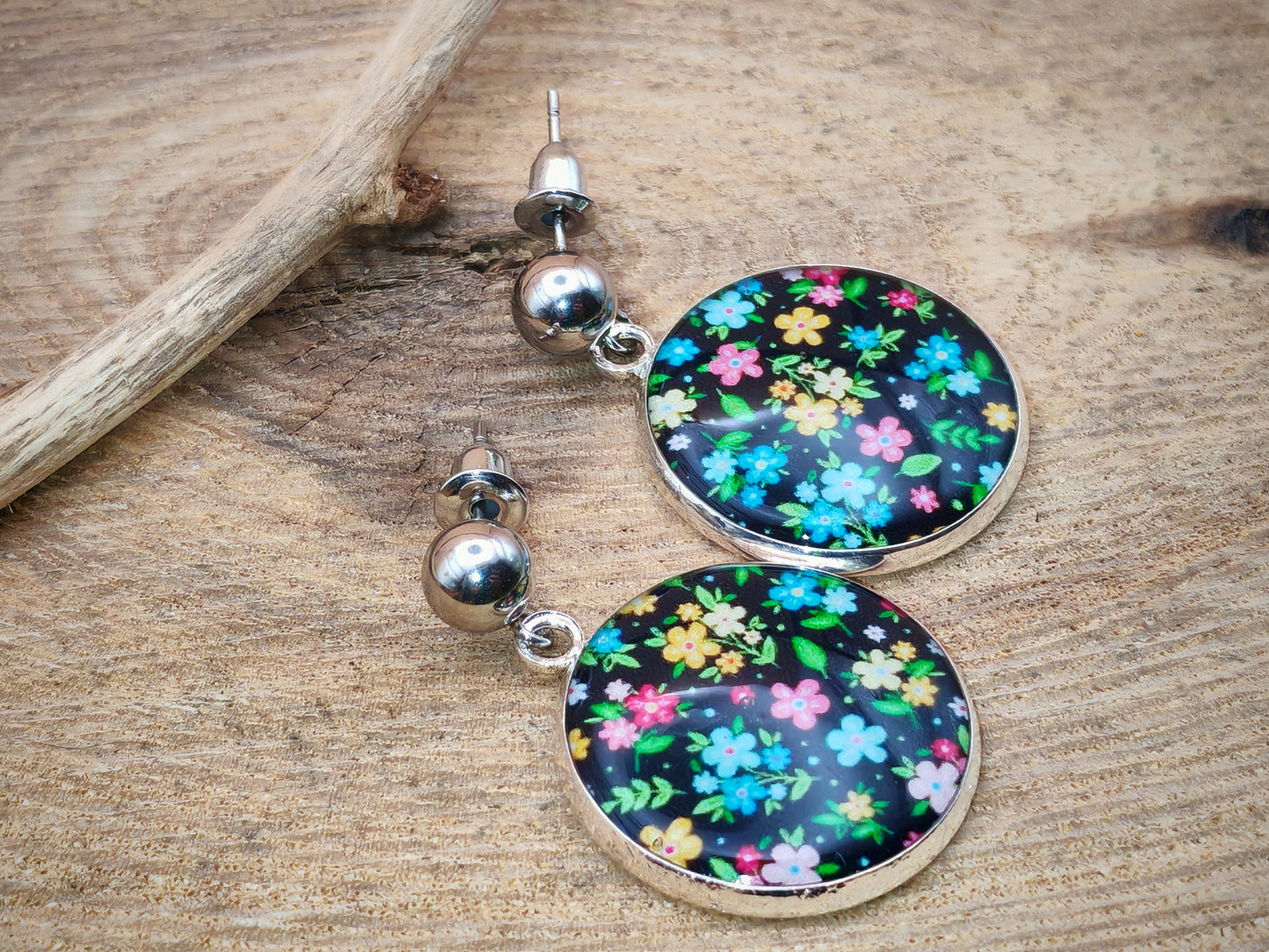 Boucles d’oreilles - Jardin enchanté sur fond nuit