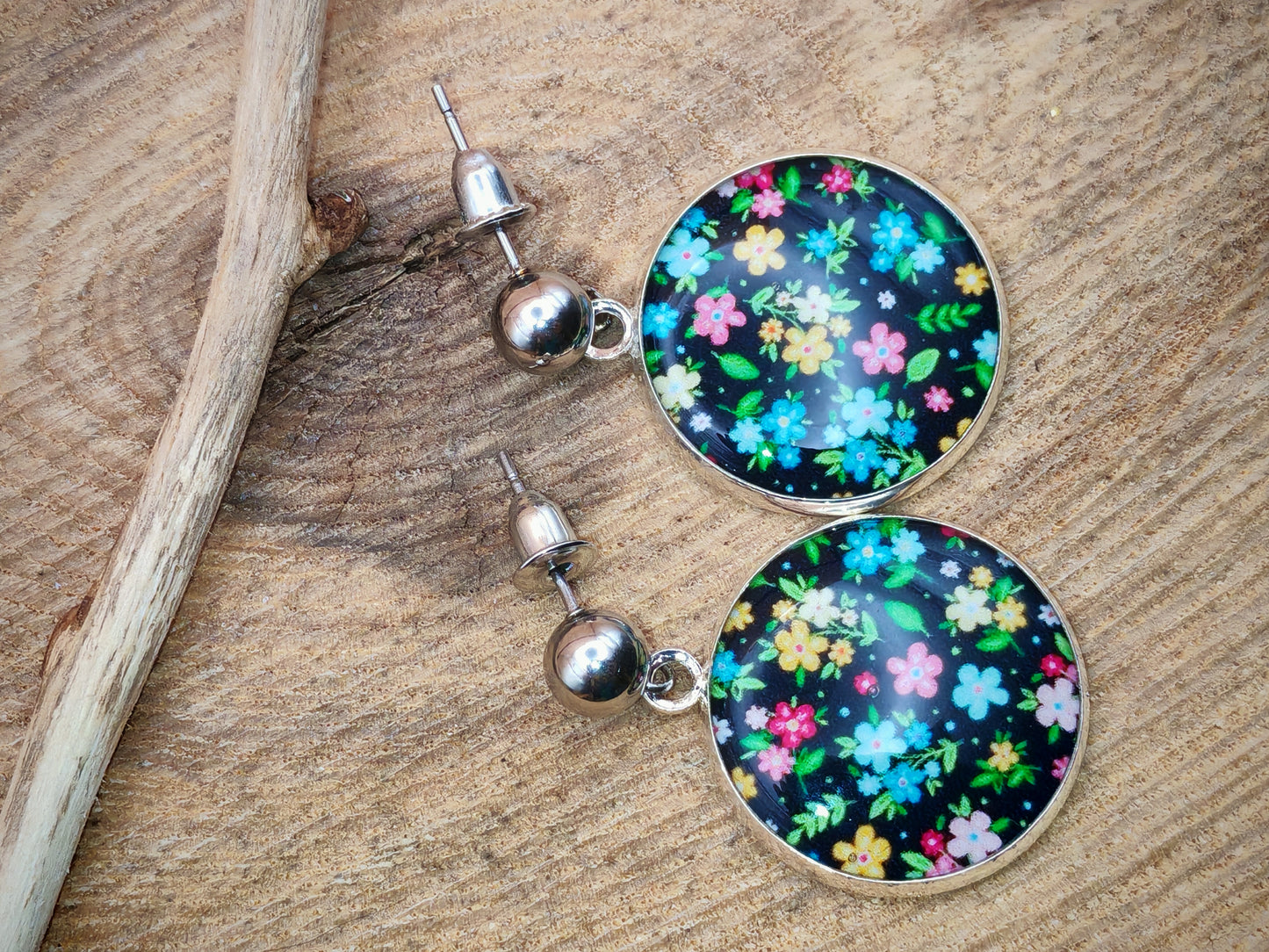 Boucles d’oreilles - Jardin enchanté sur fond nuit