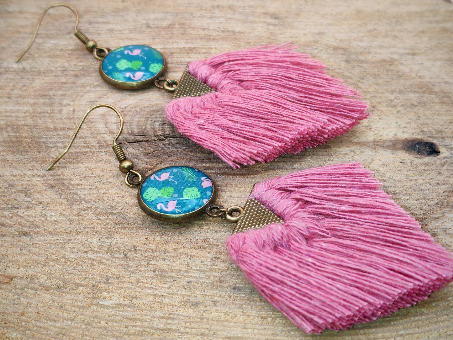Boucles d'oreilles – Flamants sous les palmiers