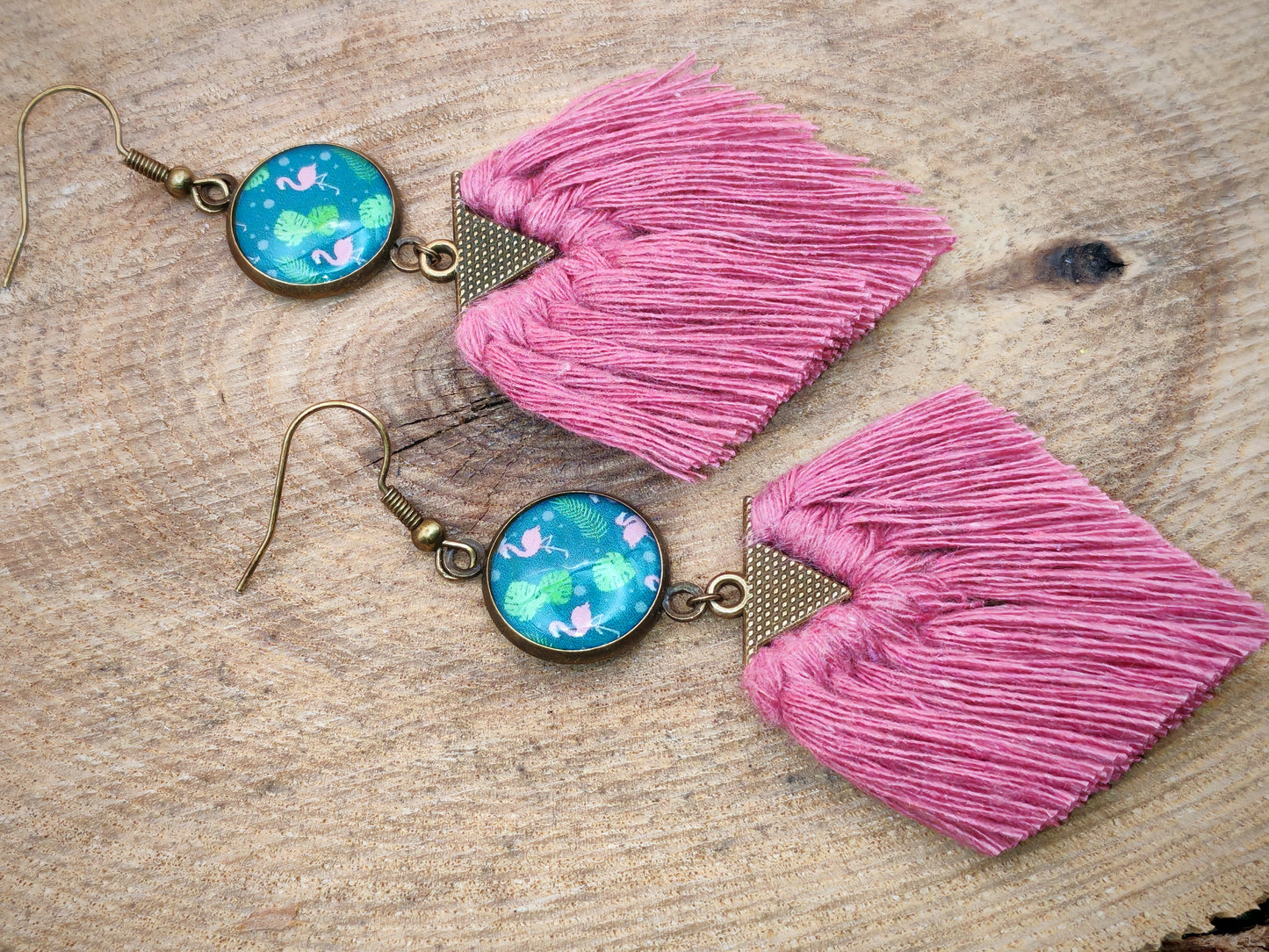 Boucles d'oreilles – Flamants sous les palmiers