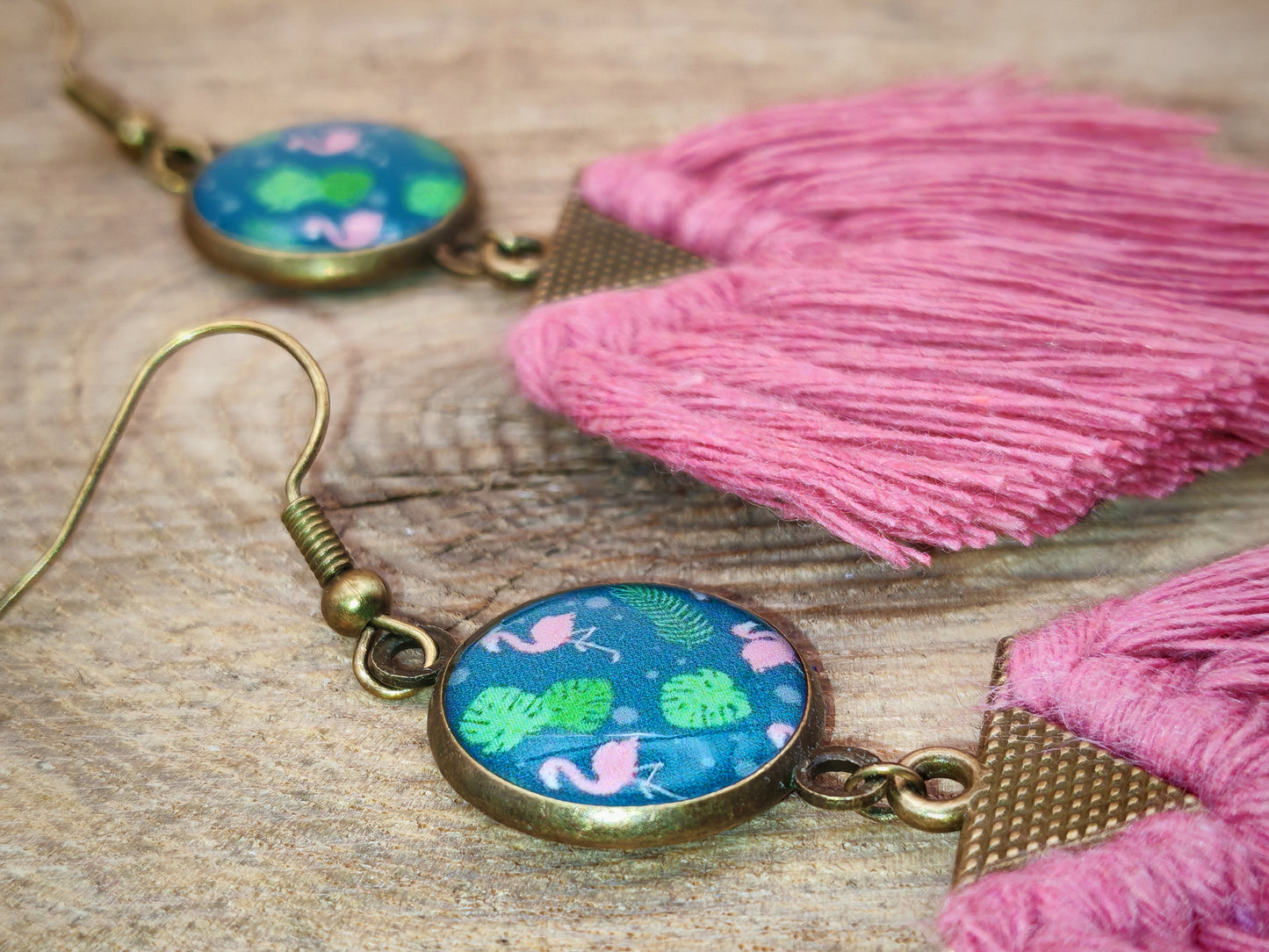 Boucles d'oreilles – Flamants sous les palmiers