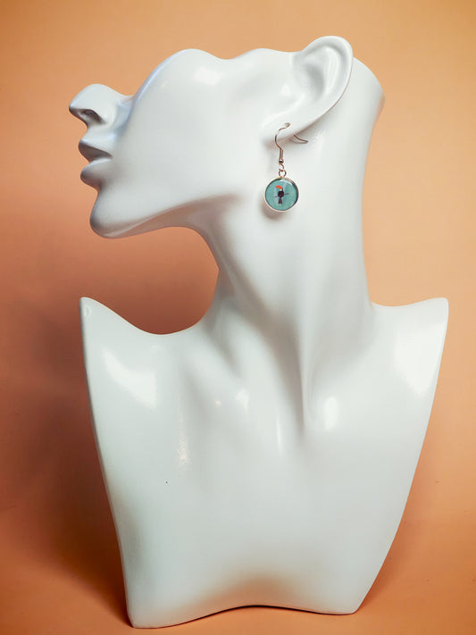 Boucles d’oreilles – Toucan sur fond céladon
