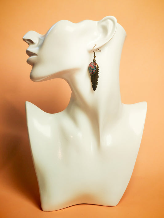 Boucles d’oreilles – Rêve fleuri sur fond bleu