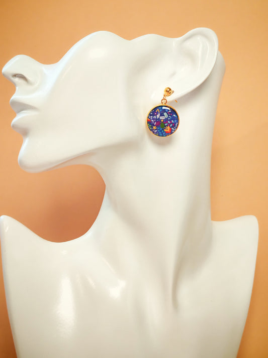 Boucles d’oreilles – Nuit fleurie aux éclats d’or