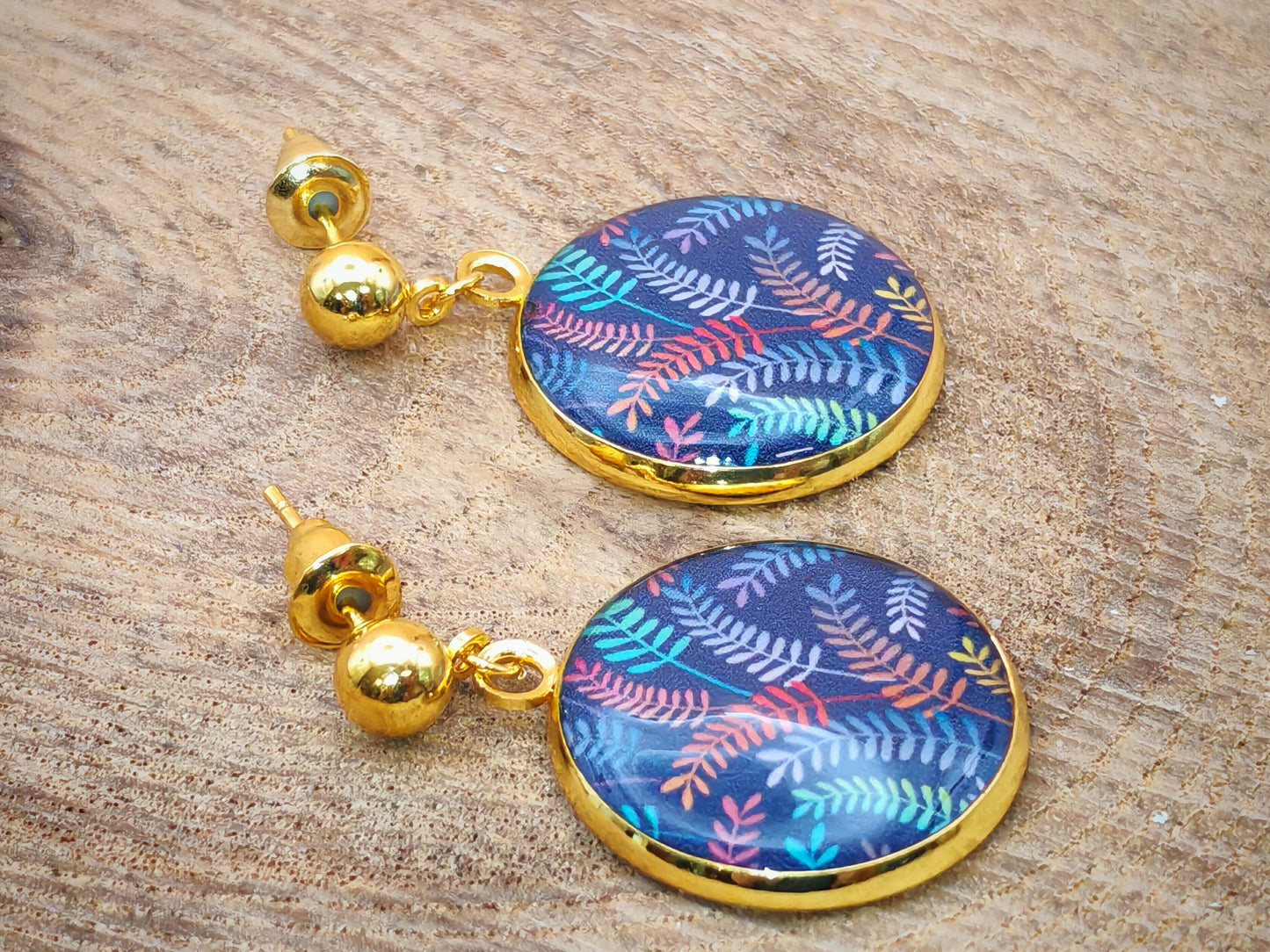 Boucles d’oreilles – Fougères arc-en-ciel