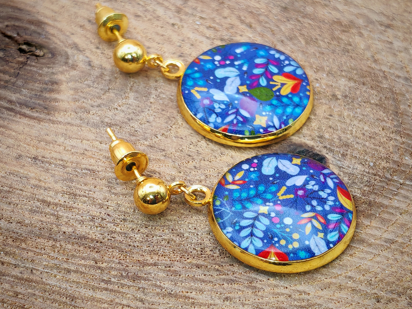 Boucles d’oreilles – Nuit fleurie aux éclats d’or