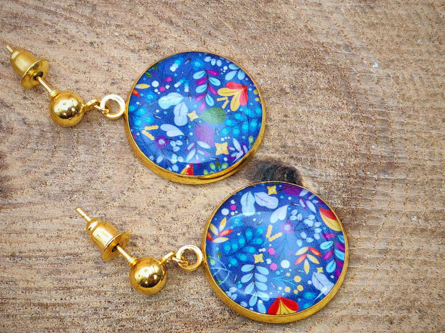 Boucles d’oreilles – Nuit fleurie aux éclats d’or