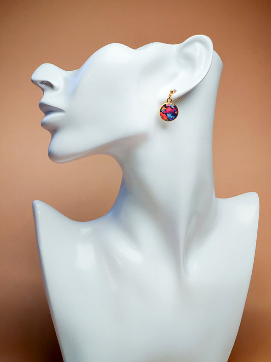 Boucles d’oreilles – Tourbillons flamboyants sur nuit profonde