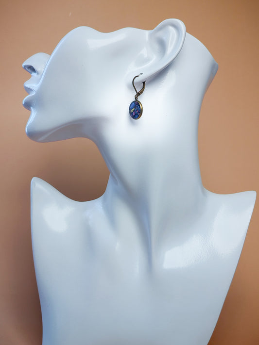 Boucles d’oreilles dormeuses – Jardin étoilé aux feuilles d’encre