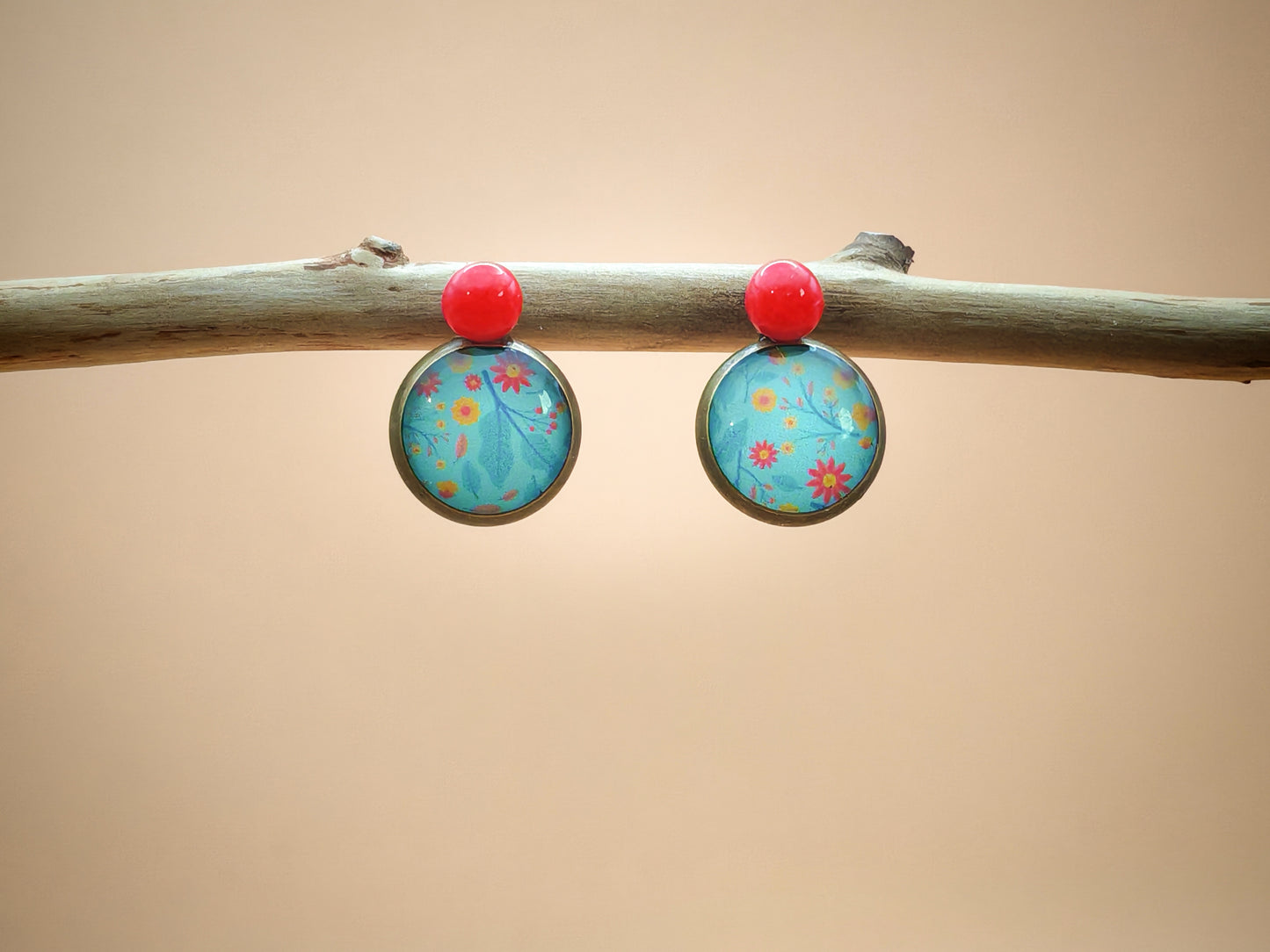 Clous d’oreilles – Matin fleuri sur turquoise