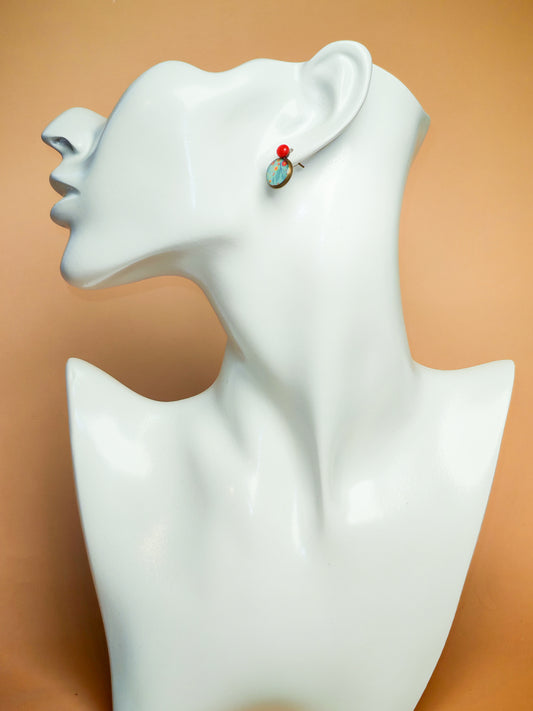 Clous d’oreilles – Matin fleuri sur turquoise