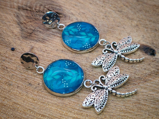 Boucles d'oreilles – Reflets d’étang et danse des libellules