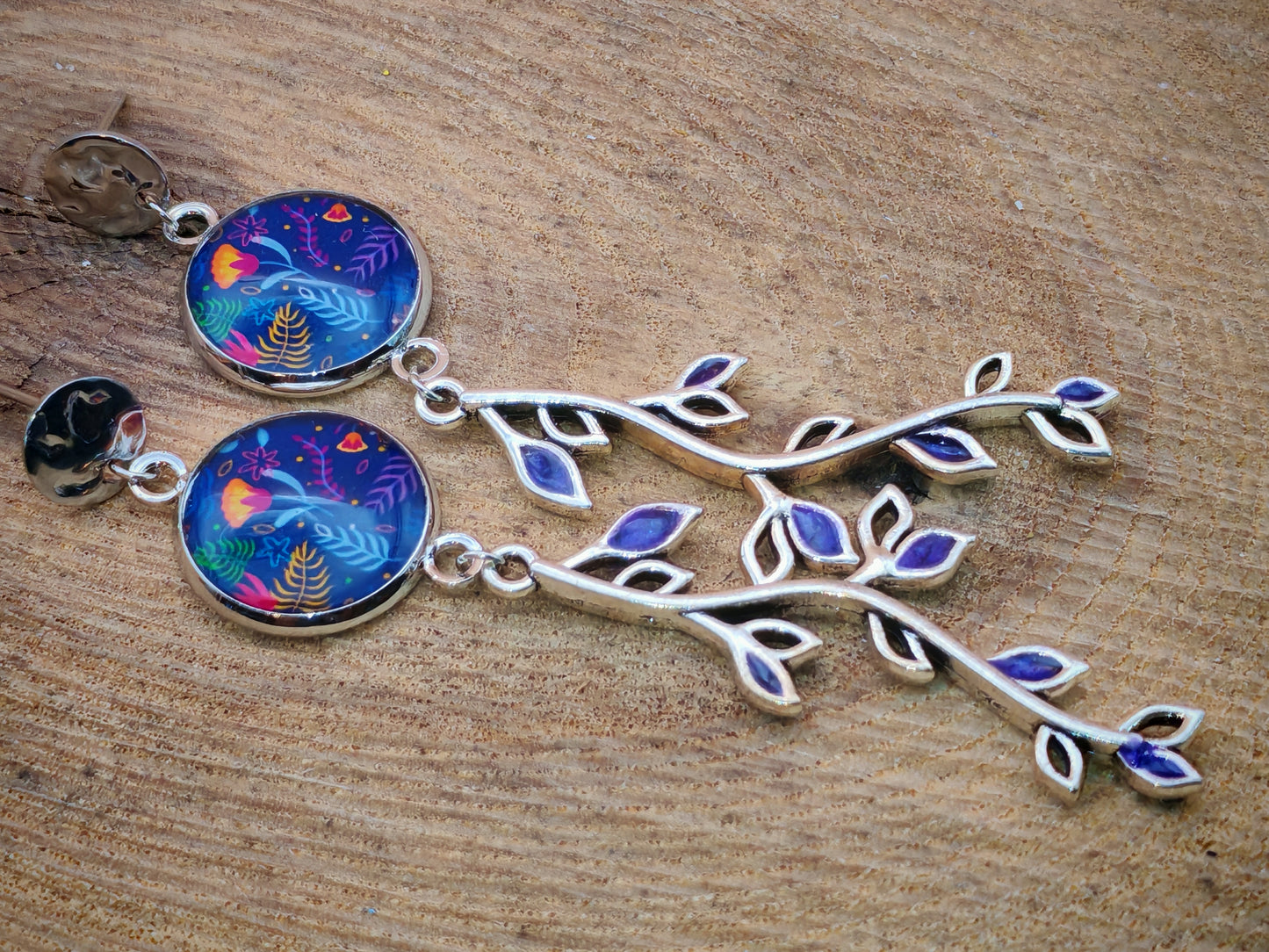 Boucles d'oreilles – Nuit florale et branches de lumière