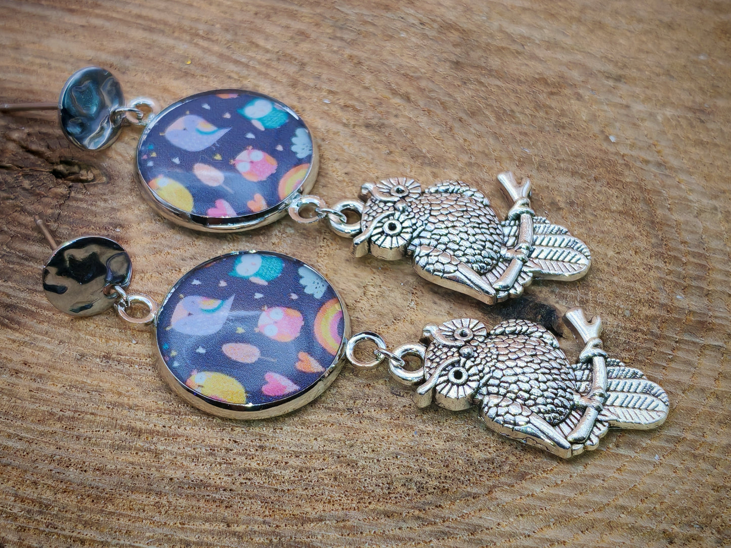 Boucles d'oreilles – Forêt enchantée et chouettes complices