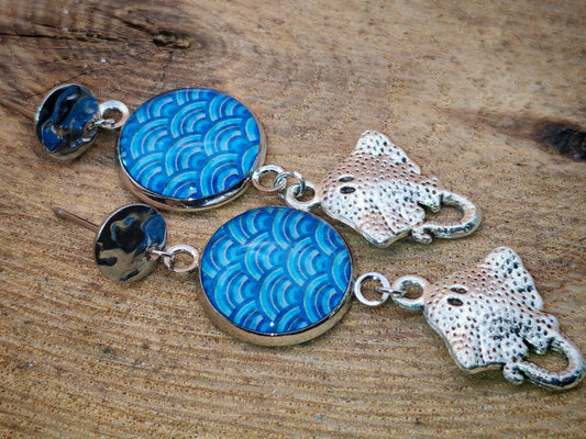 Boucles d'oreilles – Écume indigo et ballet des raies manta