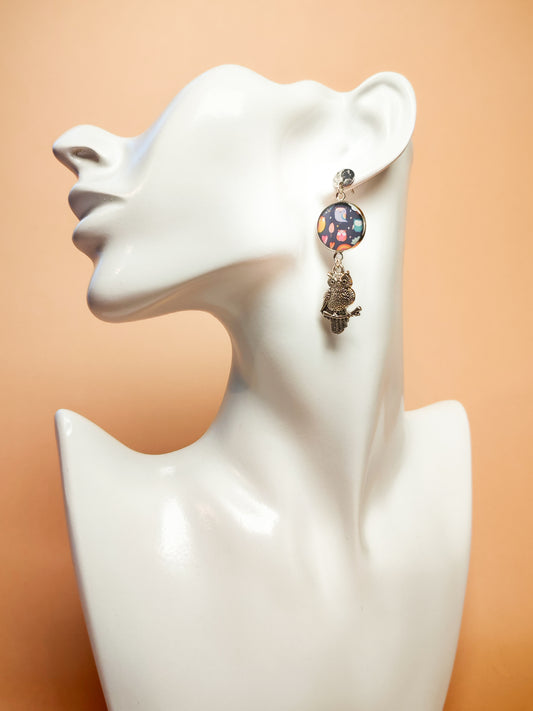 Boucles d'oreilles – Forêt enchantée et chouettes complices