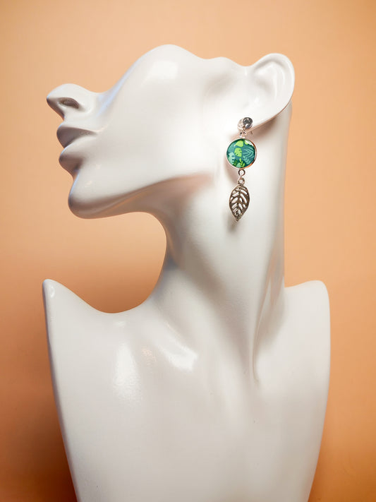 Boucles d'oreilles – Jungle dorée et feuillages tropicaux