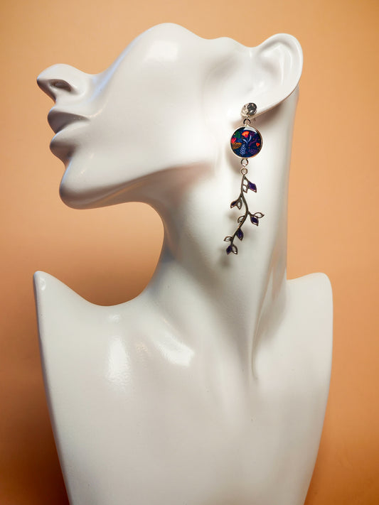 Boucles d'oreilles – Nuit florale et branches de lumière