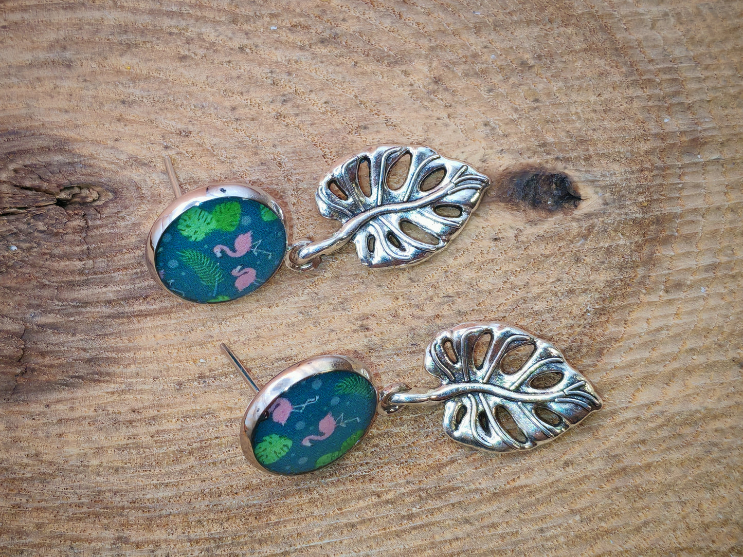 Boucles d’oreilles – Jungle flamant rose