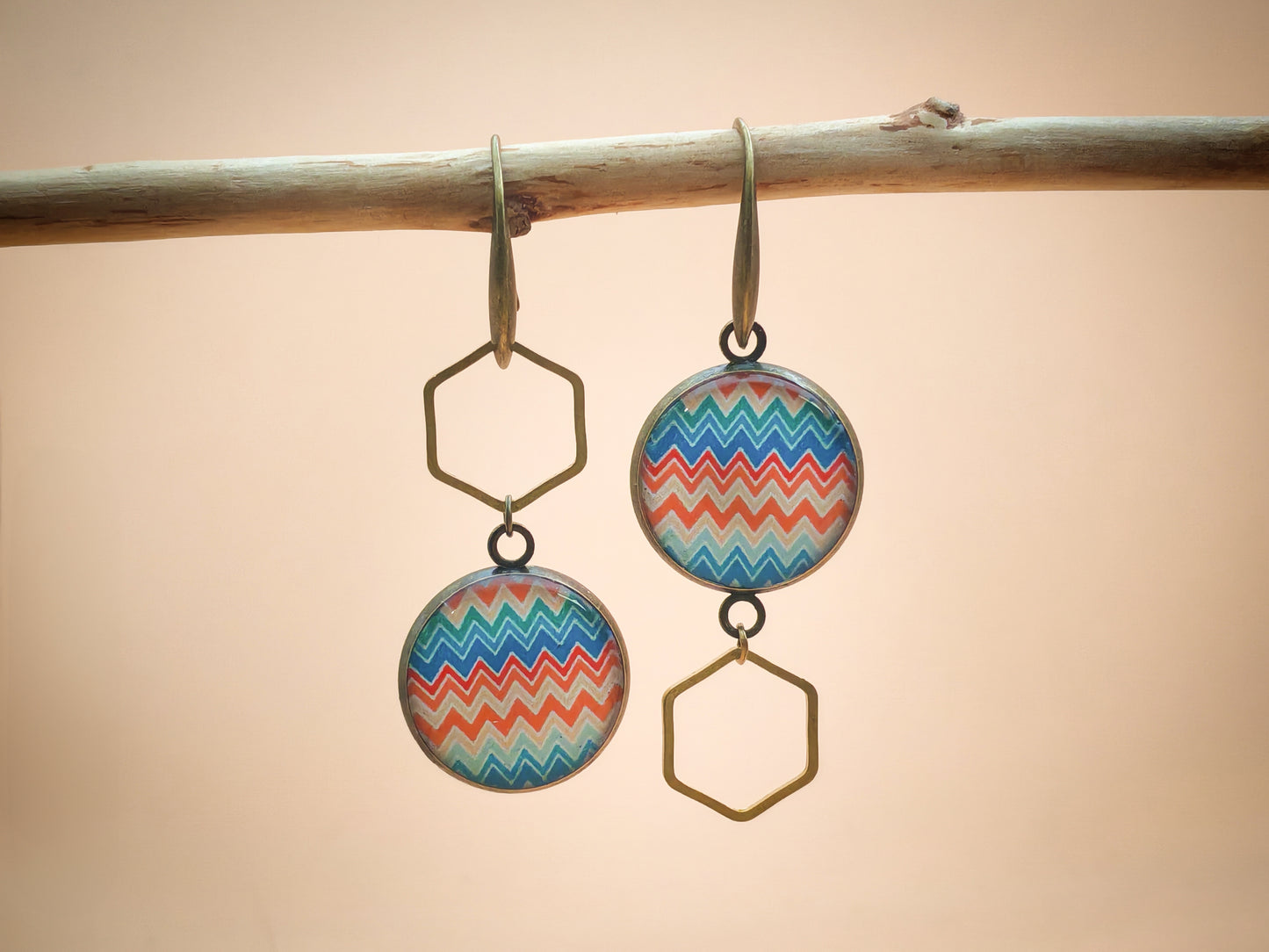 Boucles d’oreilles – Ondes solaires et géométrie bohème