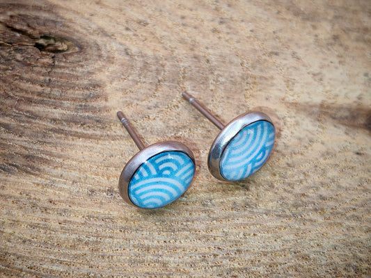 Clous cabochon de 8 mm – Vagues turquoise