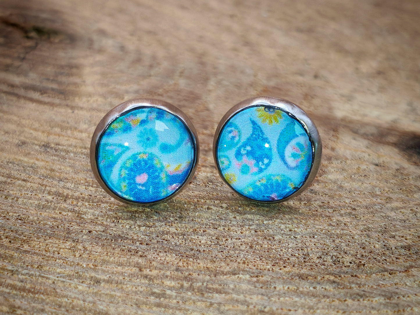 Clous cabochon de 8 mm – Paisley turquoise