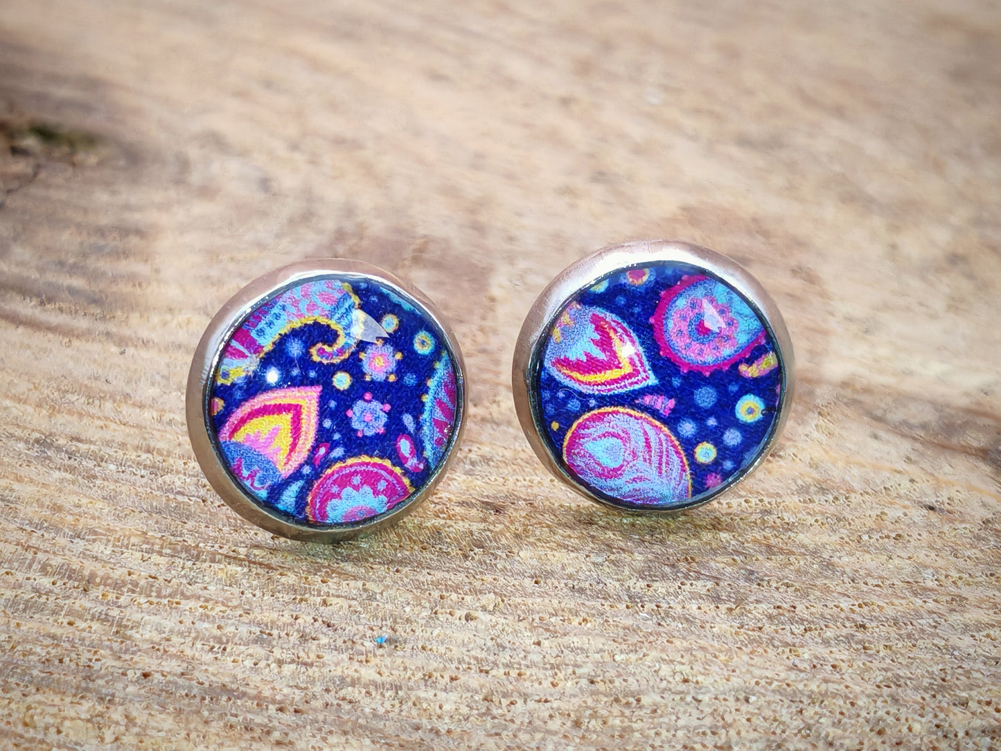 Clous cabochon de 8 mm – Paisley nocturne
