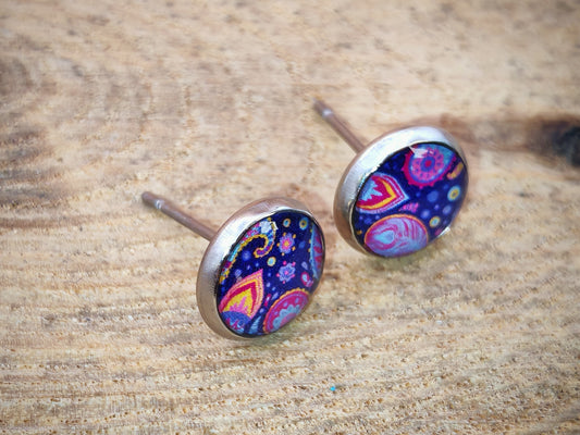 Clous cabochon de 8 mm – Paisley nocturne