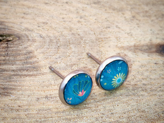 Clous cabochon de 8 mm – Jardin turquoise