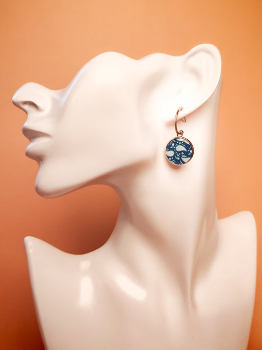 Demi-créoles – Paisley bleu nuit