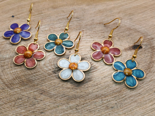 Boucles d’oreilles – Fleurs pigmentées