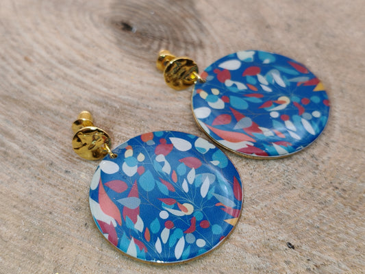 Boucles d’oreilles – Feuillage en éclats bleutés