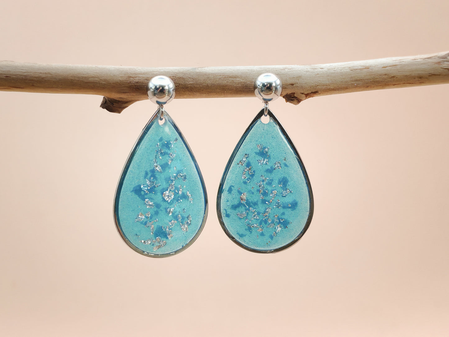 Boucles d’oreilles – Gouttes turquoise scintillantes