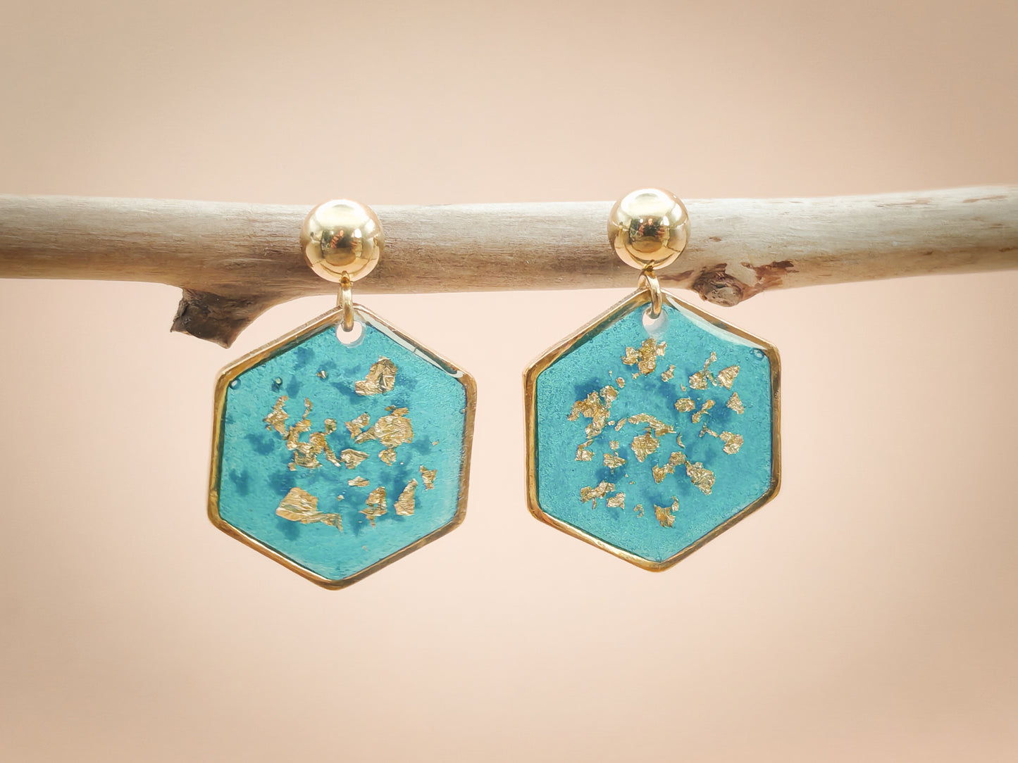 Boucles d’oreilles - Éclats turquoise sur or