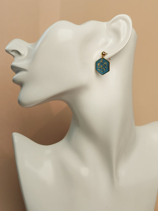 Boucles d’oreilles - Éclats turquoise sur or